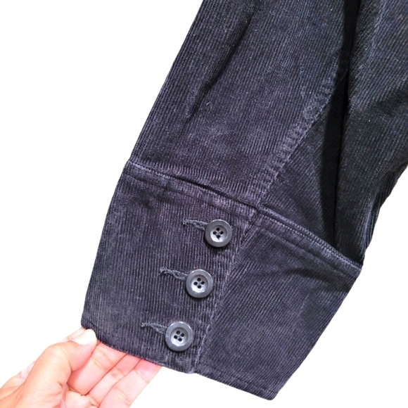 2X ERIKA 100% Cotton Black Blazer Corduroy Button Down 3 Pockets - Picture 4 of 6